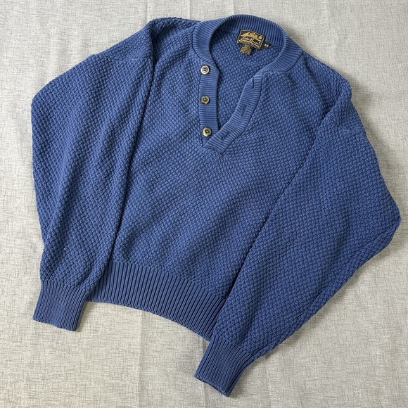 Vintage Eddie Bauer Chunky Knit Sweater Mens M Blue 90s - Picture 1 of 5